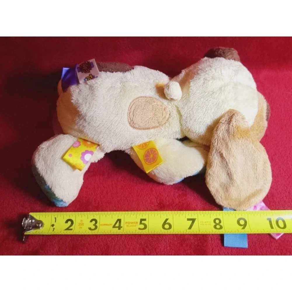 Taggies Tag n Play Pals PUPPY DOG 10in Cream Soft Rattle Plush Lovey Clip preown